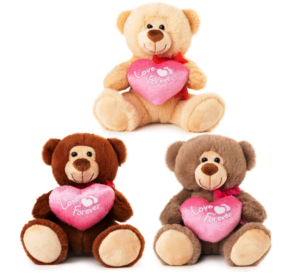 Мече с розово сърце 'Love Forever', 20см, три цвята