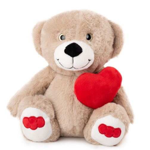 Бежово Мече с червено сърце, 25см