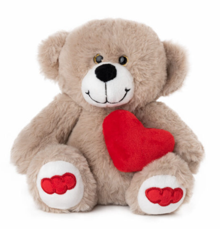 Бежово Мече с червено сърце, 19см