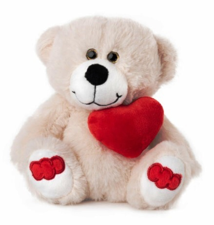 Бяло мече с червено сърце, 19см