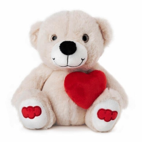 Бяло мече с червено сърце, 25см