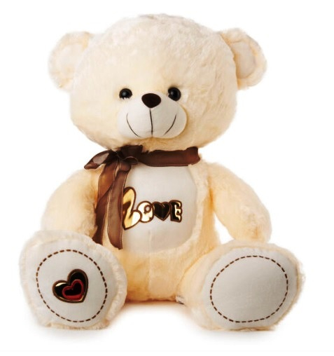 Мече с панделка, блестящ надпис LOVE, 40см