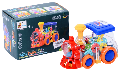 Прозрачен локомотив с цифри и зъбни колела, движещ се комин + ЗВУК и СВЕТЛИНА