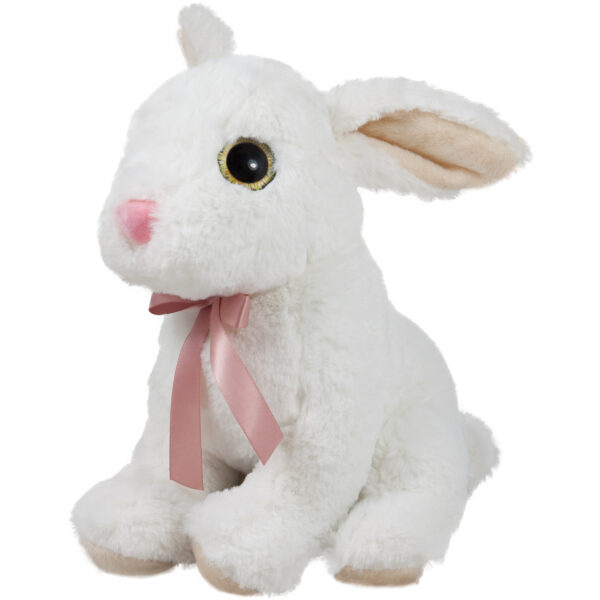 Бяло зайче с панделка, 25см