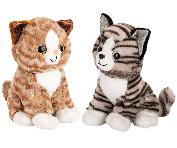 Плюшено Коте с глитерни уши + ЗВУК, два цвята, 20см