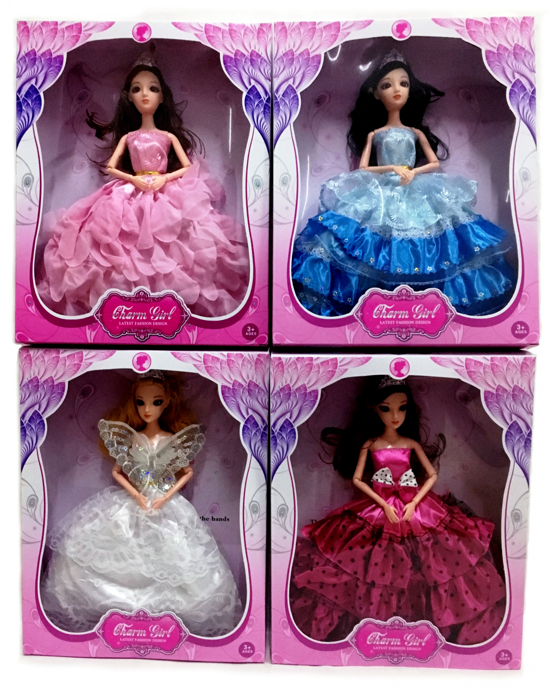 Очарователна кукла с рокля и с корона на главата, 4 вида