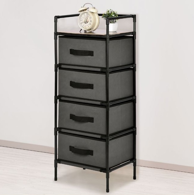 Шкаф - Органайзер 2в1 с метална рамка, 4 чекмеджета от плат, сгобяем, 35x28x89см