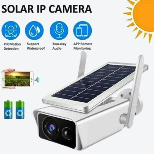 Соларна безжична WiFi камера IP66 , 1080P HD, 2 антени Водоустойчива система за видеонаблюдение