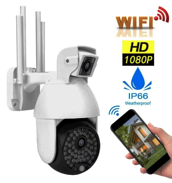 ДВОЙНА Smart Камера, Водоустойчива Wi-Fi Full HD 1080P, Два Обектива + АУДИО