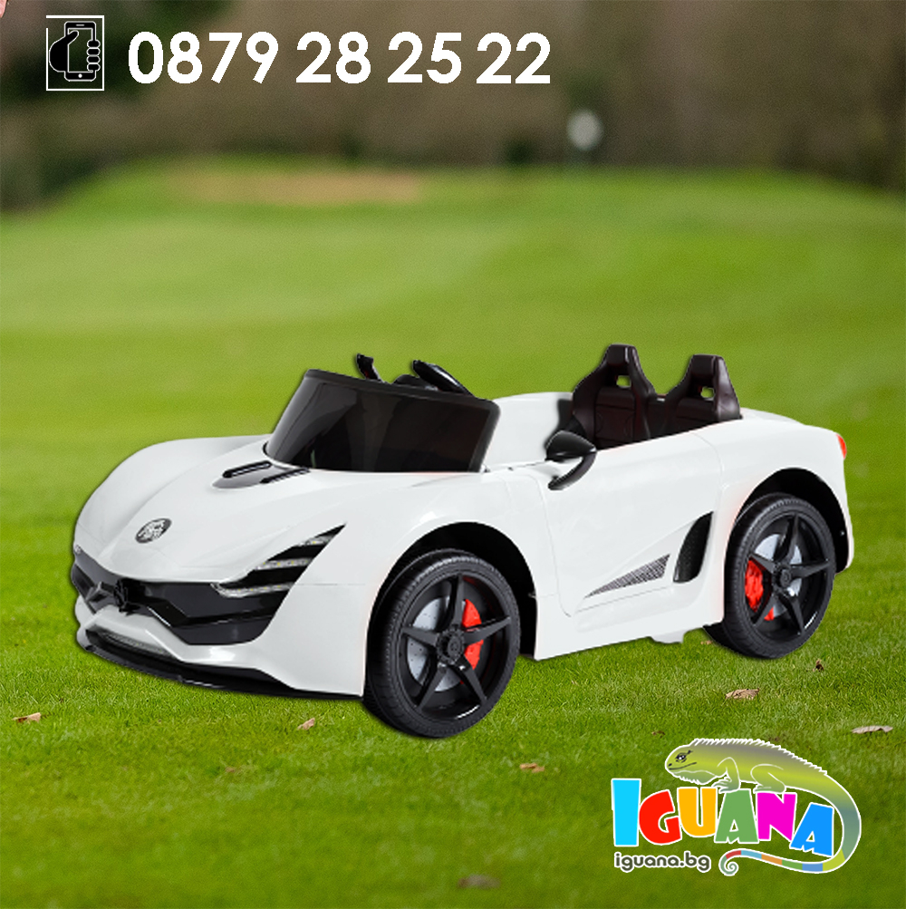 Акумулаторна кола Magma Бяла, 12V, с кожена седалка и отварящи се врати | Iguana.bg