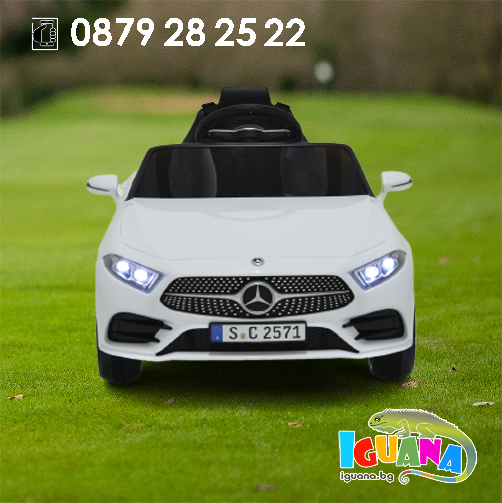 Акумулаторна кола Mercedes Benz CLS 350 Бяла, 12V, предни и задни светлини, отварящи се врати | Iguana.bg
