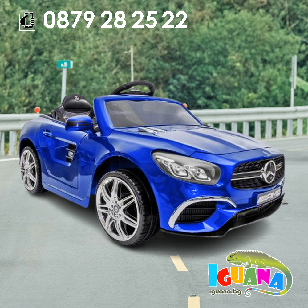 Акумулаторна кола Mercedes Benz SL63 AMG, Син Металик, 12V, с меки гуми и отварящи се врати | IGUANA.BG
