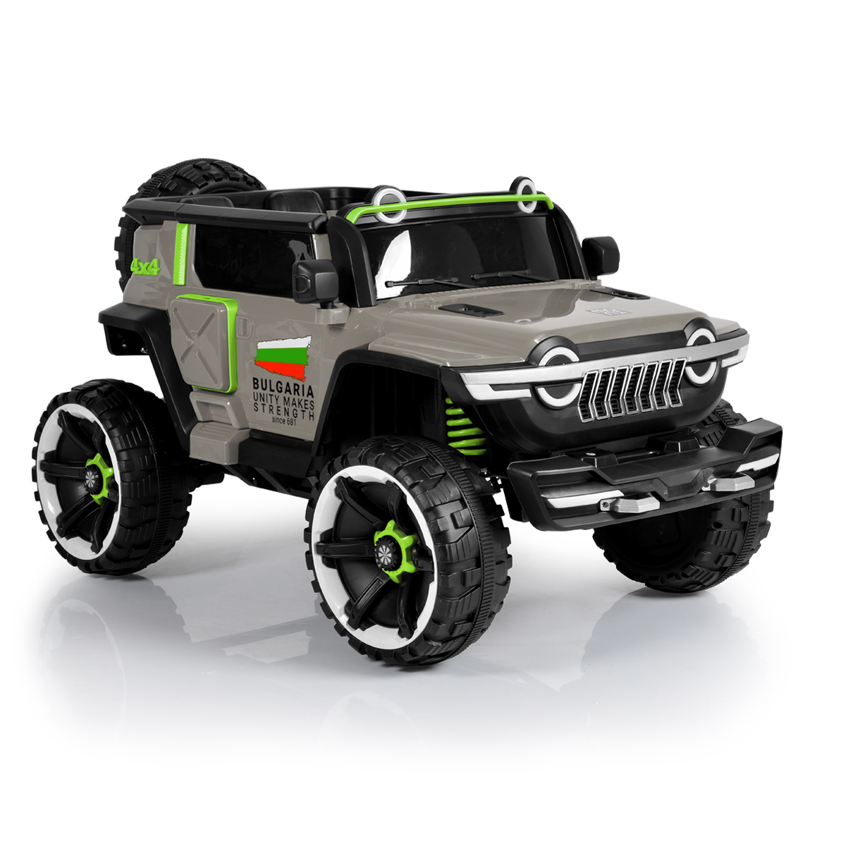 Акумулаторен джип Tangra Зелен, 12V, Предни светлини и отварящи се врати | Iguana.bg