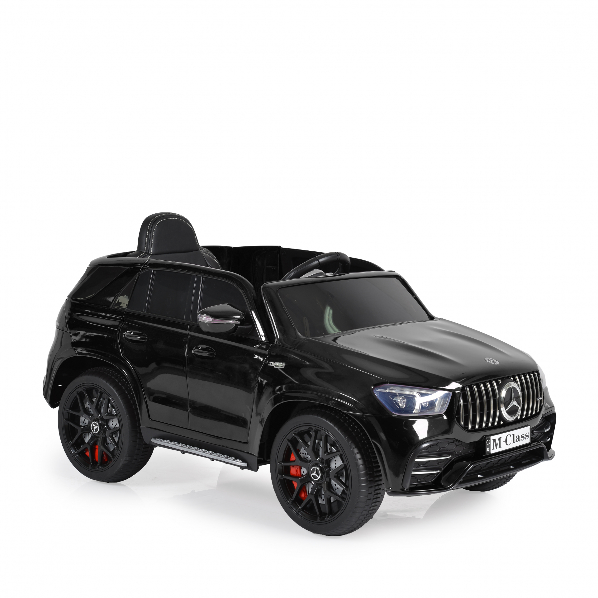 Акумулаторен джип Mercedes M Class Черен, 12V с меки гуми и кожена седалка | Iguana.bg