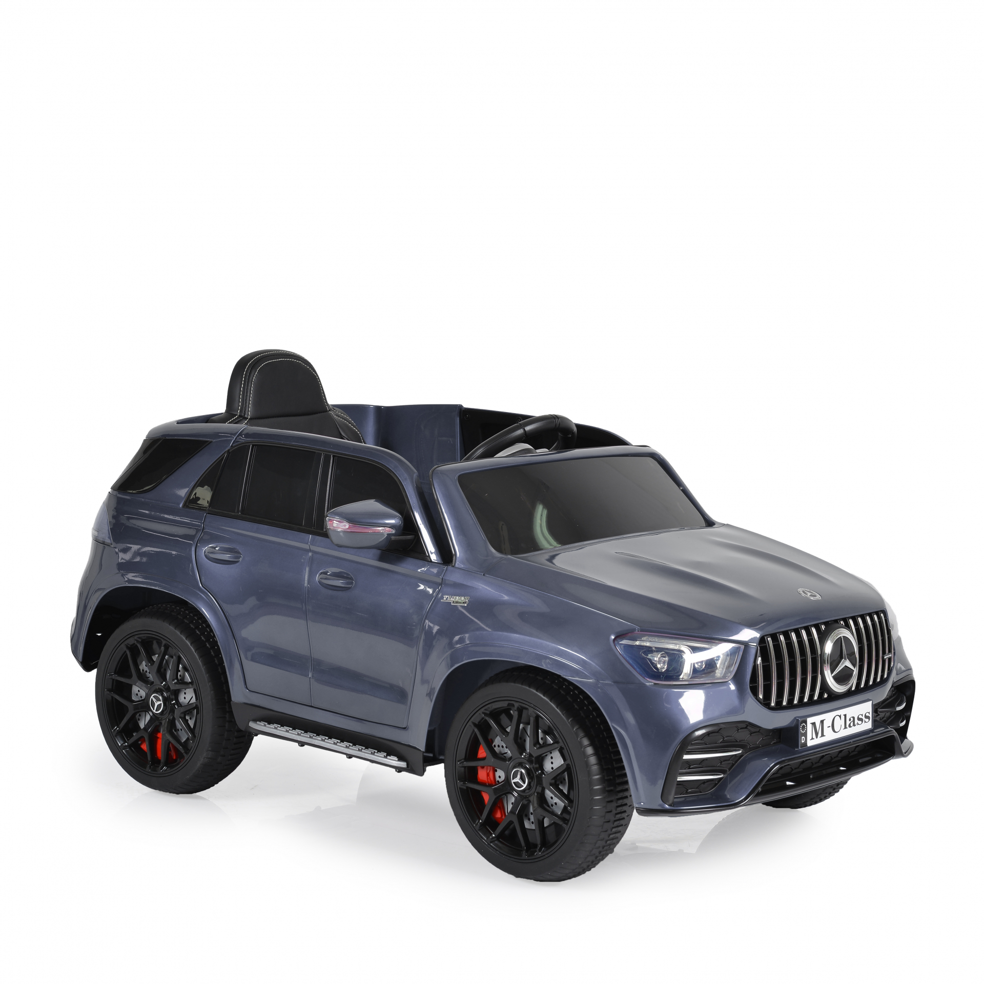 Акумулаторен джип Mercedes M Class Сребрист, 12V с меки гуми и кожена седалка | Iguana.bg