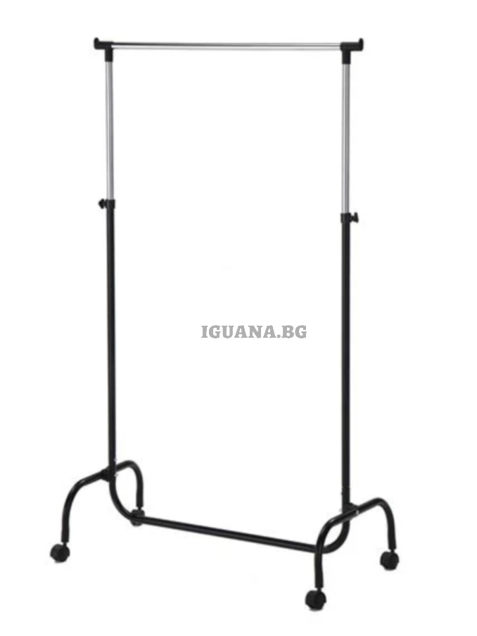 Метален щендер за дрехи с колелца и регулируема височина