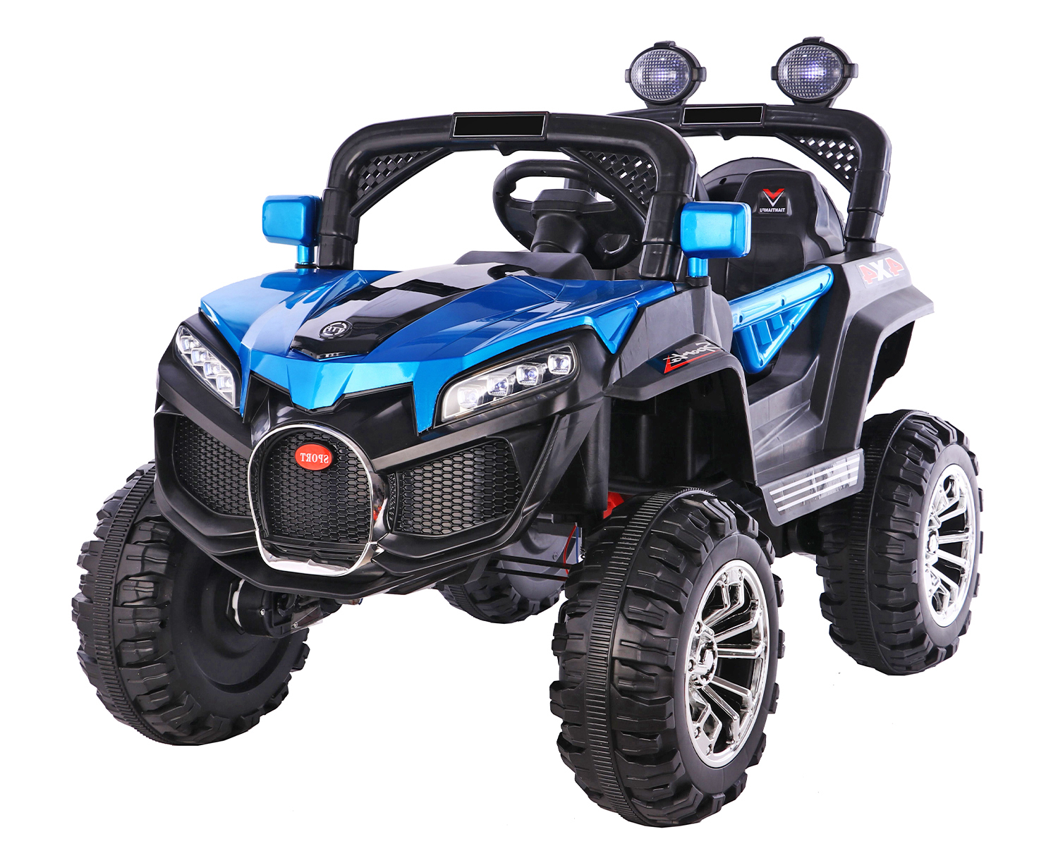 Акумулаторна кола Alpinist SP 4X4, Син металик, 12V с отварящи се врати и светлини | Iguana.bg