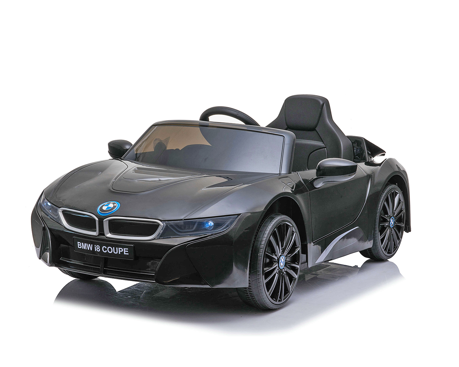 Лицензирана Акумулаторна кола BMW i8 COUPE Черна, 12V с отварящи се врати и предни и задни светлини | Iguana.bg