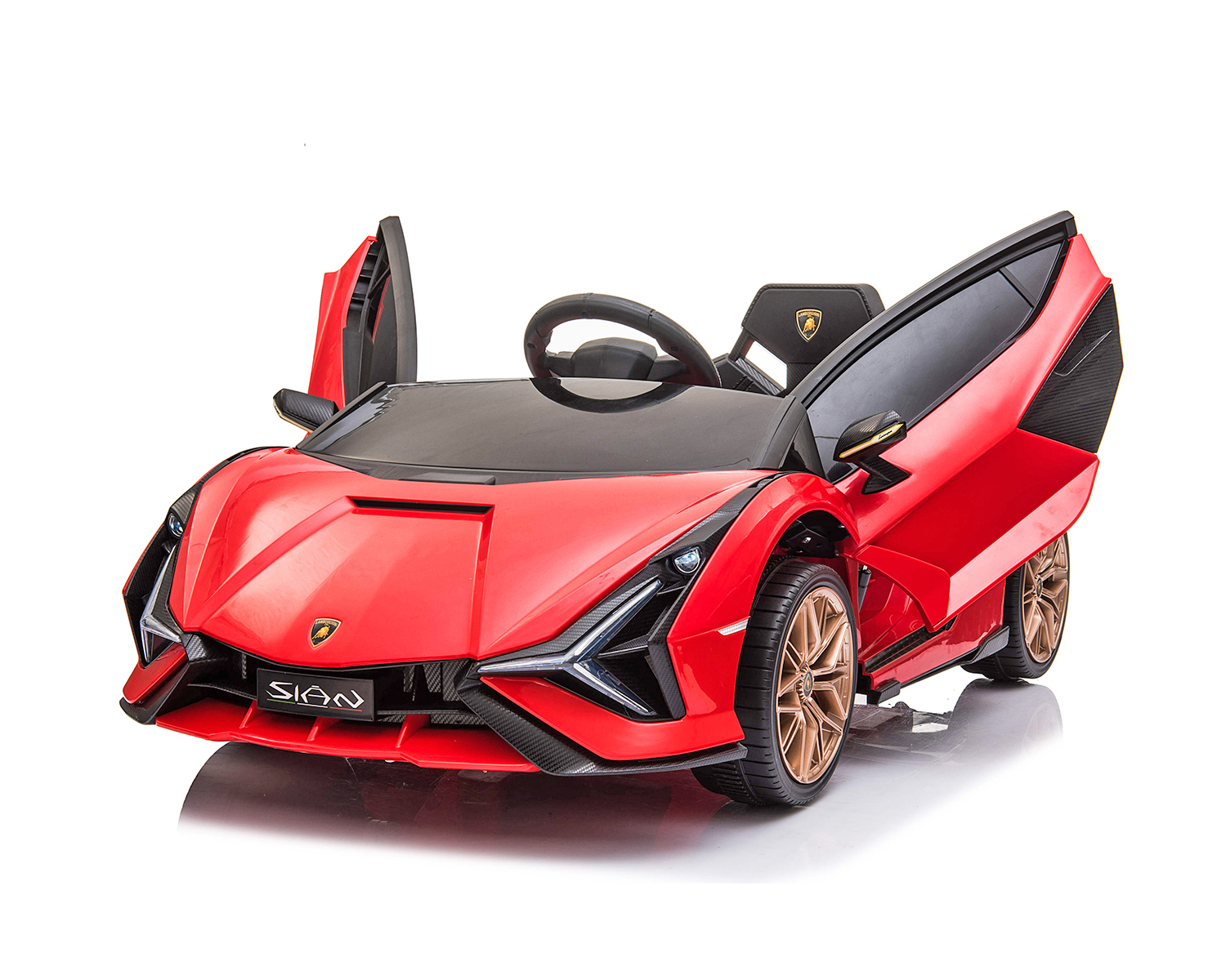 Лицензирана Акумулаторна кола Lamborgini Sian Червена, 12V с отварящи се нагоре врати | Iguana.bg