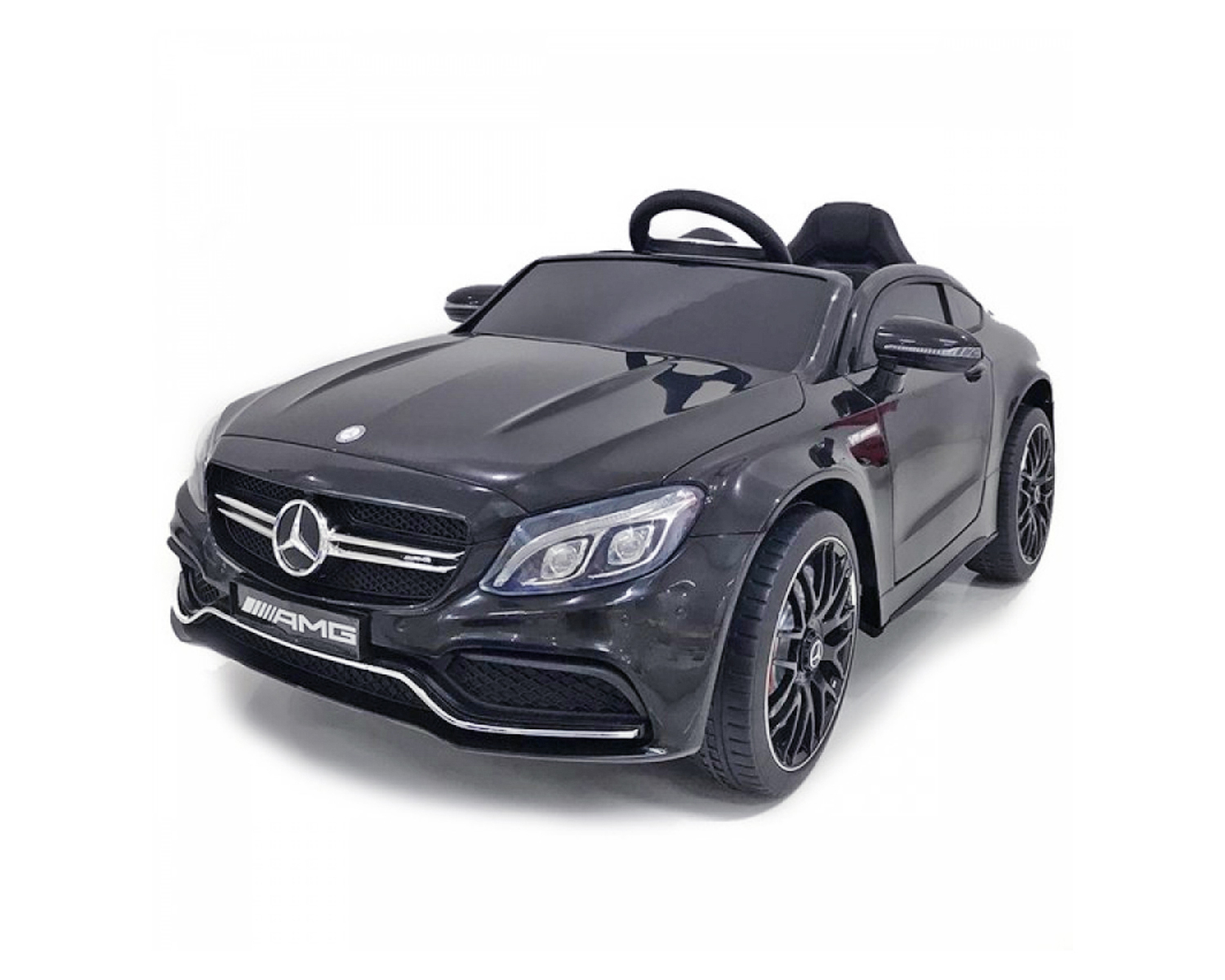 Лицензирана Акумулаторна кола Mercedes Benz AMG C63 S Черна, 12V, кожена седалка и отварящи се врати | Iguana.bg