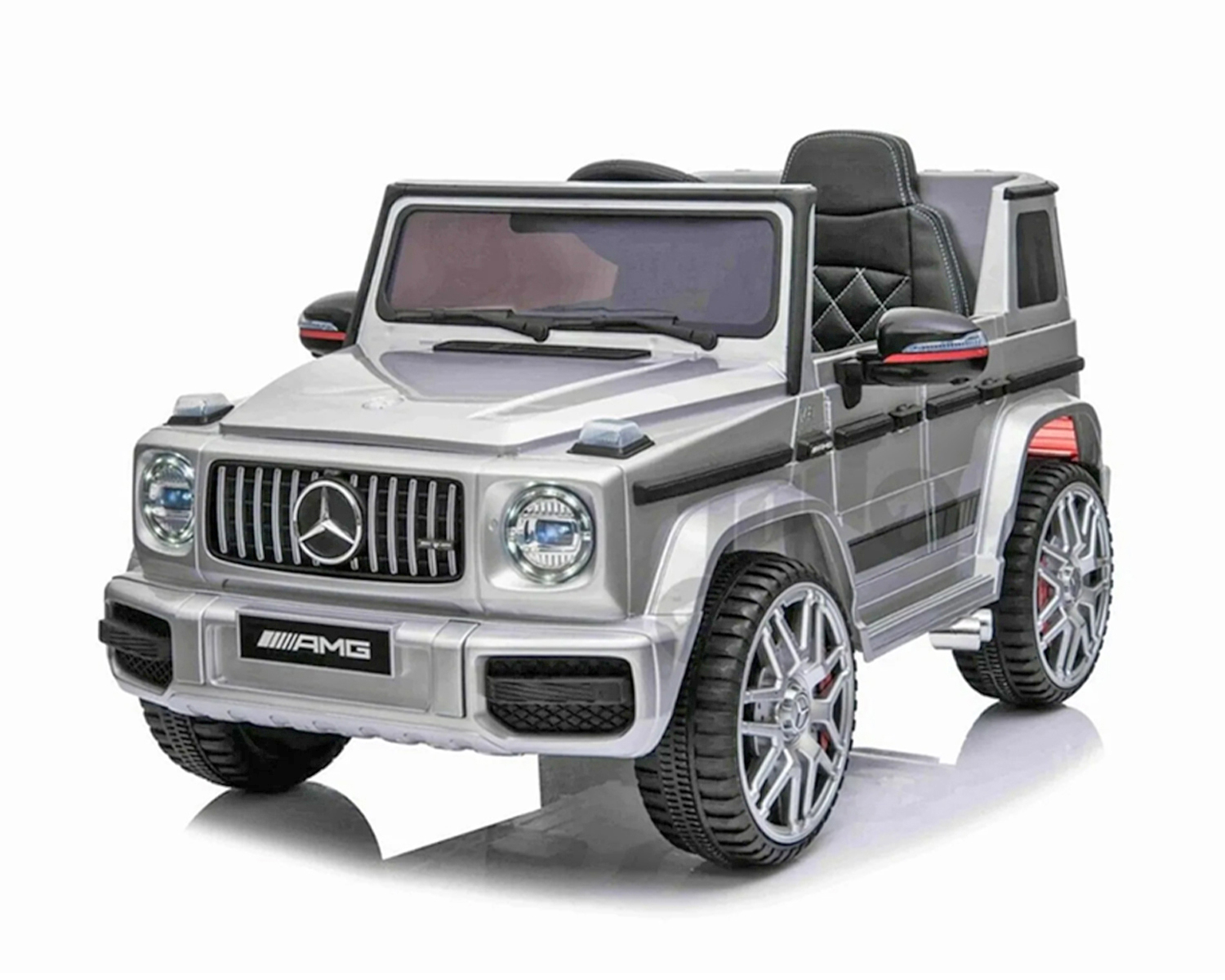 Лицензиран Акумулаторен джип Mercedes AMG G63 Сребрист, 12V с три скорости и меки гуми | Iguana.bg