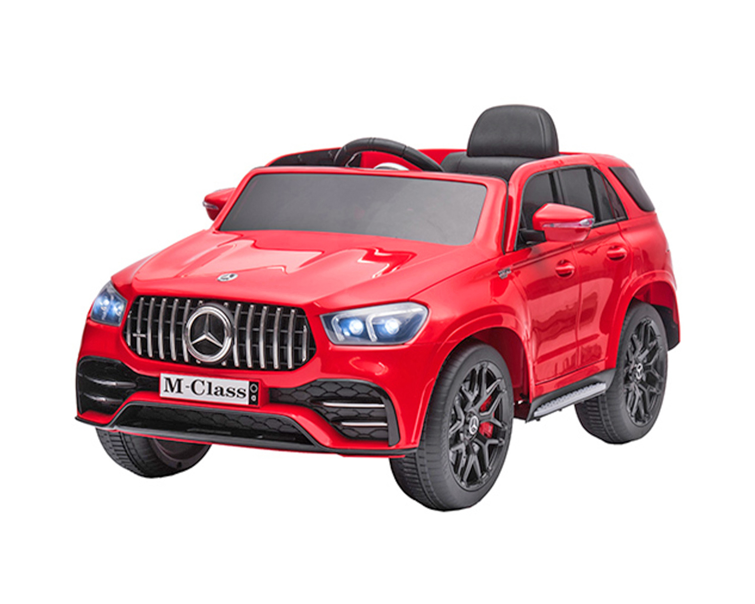Лицензирана Акумулаторна кола Mercedes Benz M-Class Червен металик, 12V с LED светлини | Iguana.bg