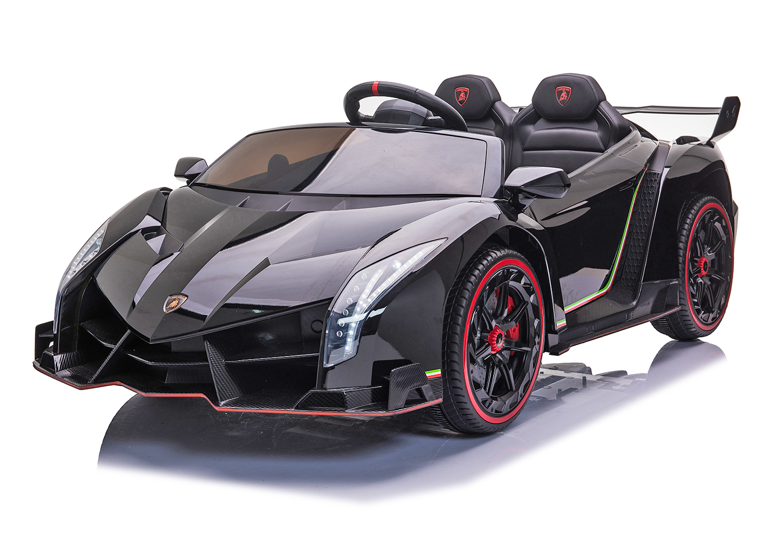 Лицензирана Акумулаторна кола Lamborghini Veneno 12V, Черна, отварящи се нагоре врати Iguana.bg