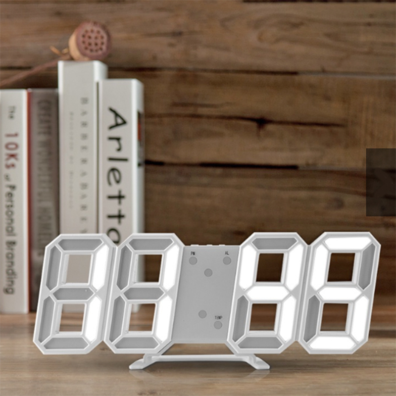 3D LED Часовник с Модерен дизайн, Стенен монтаж или на стойка, 22 x 7см | Iguana.bg