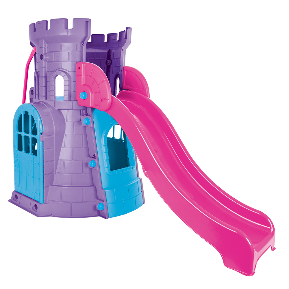 Детска Пързалка Замък, Розова, за деца до 50кг, дължина на улея 166см | Iguana.bg