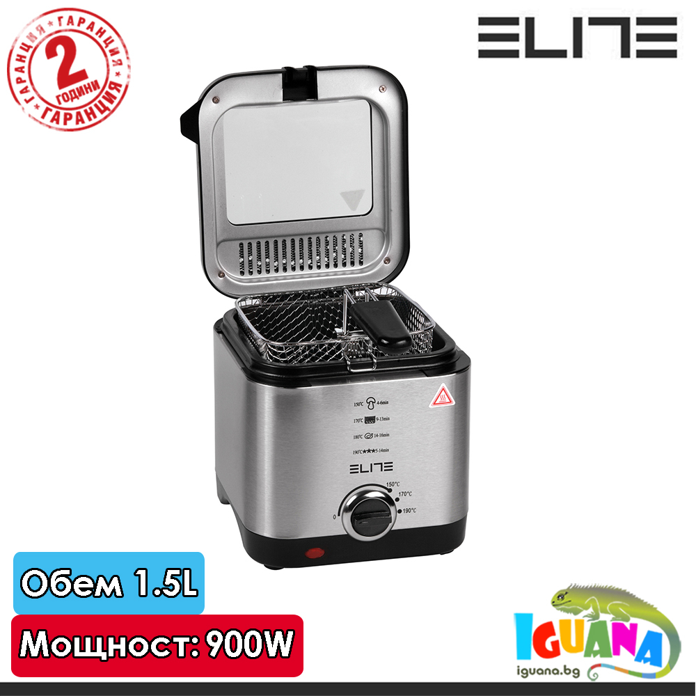 Фритюрник Elite DF-1198, 1.5 литра, 900W, Незалепващо покритие | Iguana.bg