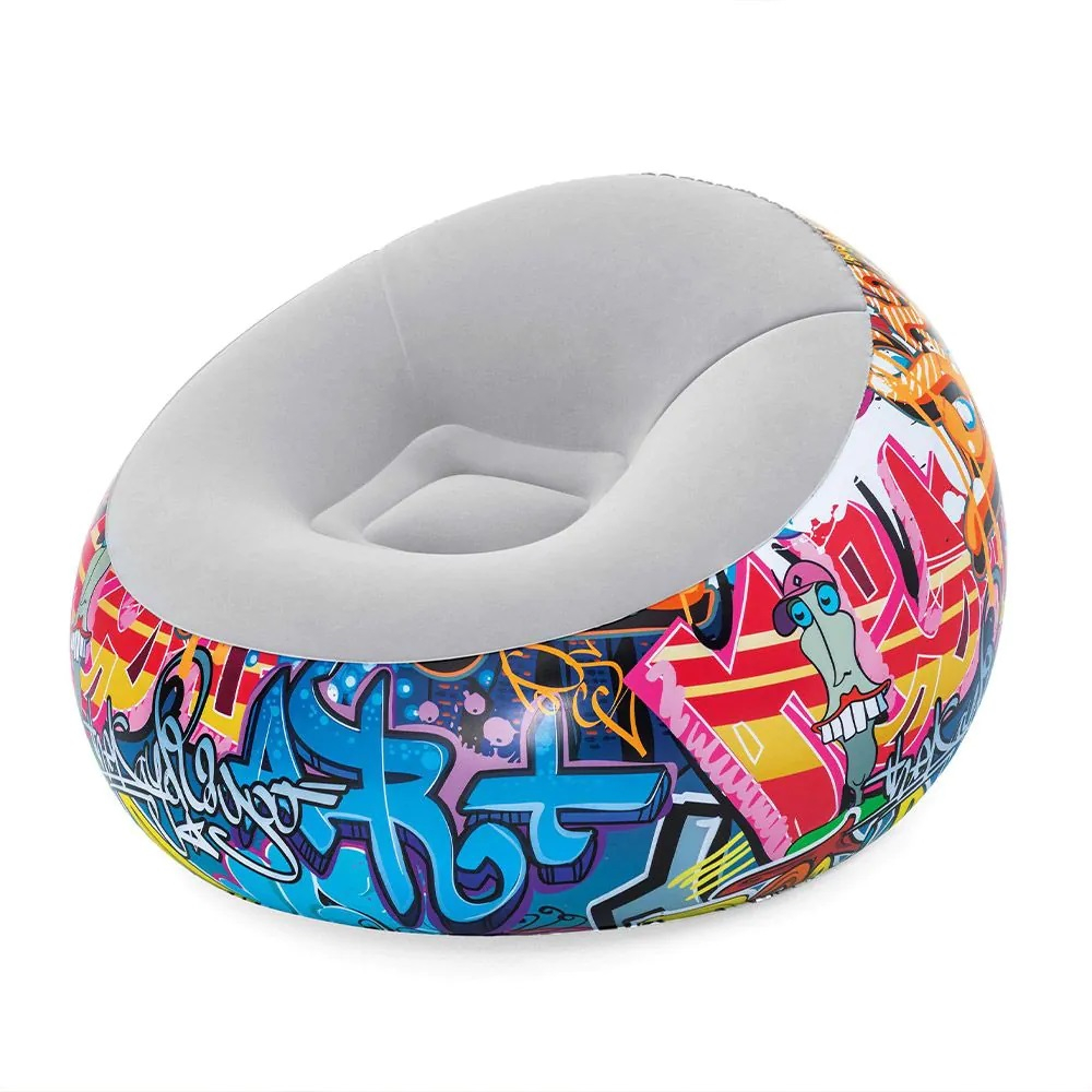 Надуваемо кресло, барбарон фотьойл топка GRAFFITI, до 100кг, 112 х 112 х 66 см | Iguana.bg