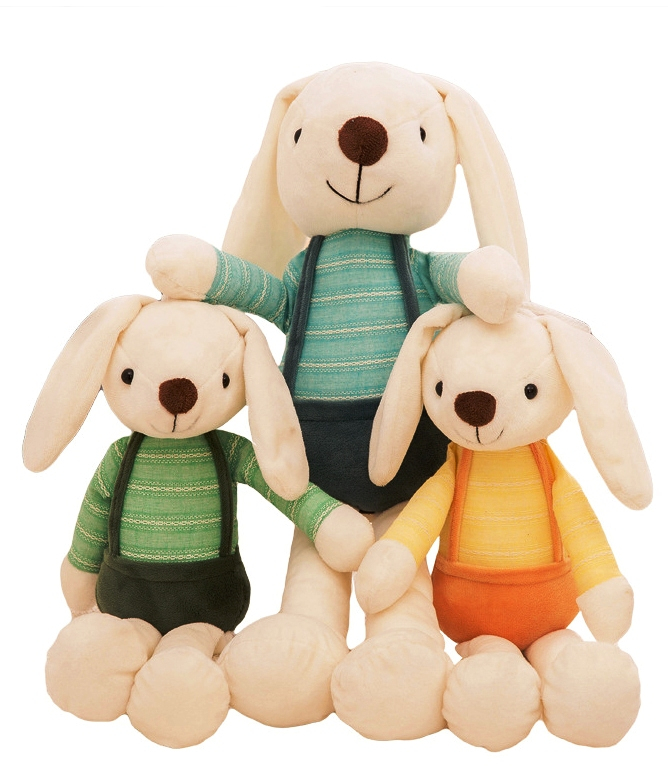 Плюшен заек с гащеризон, 58см, два цвята