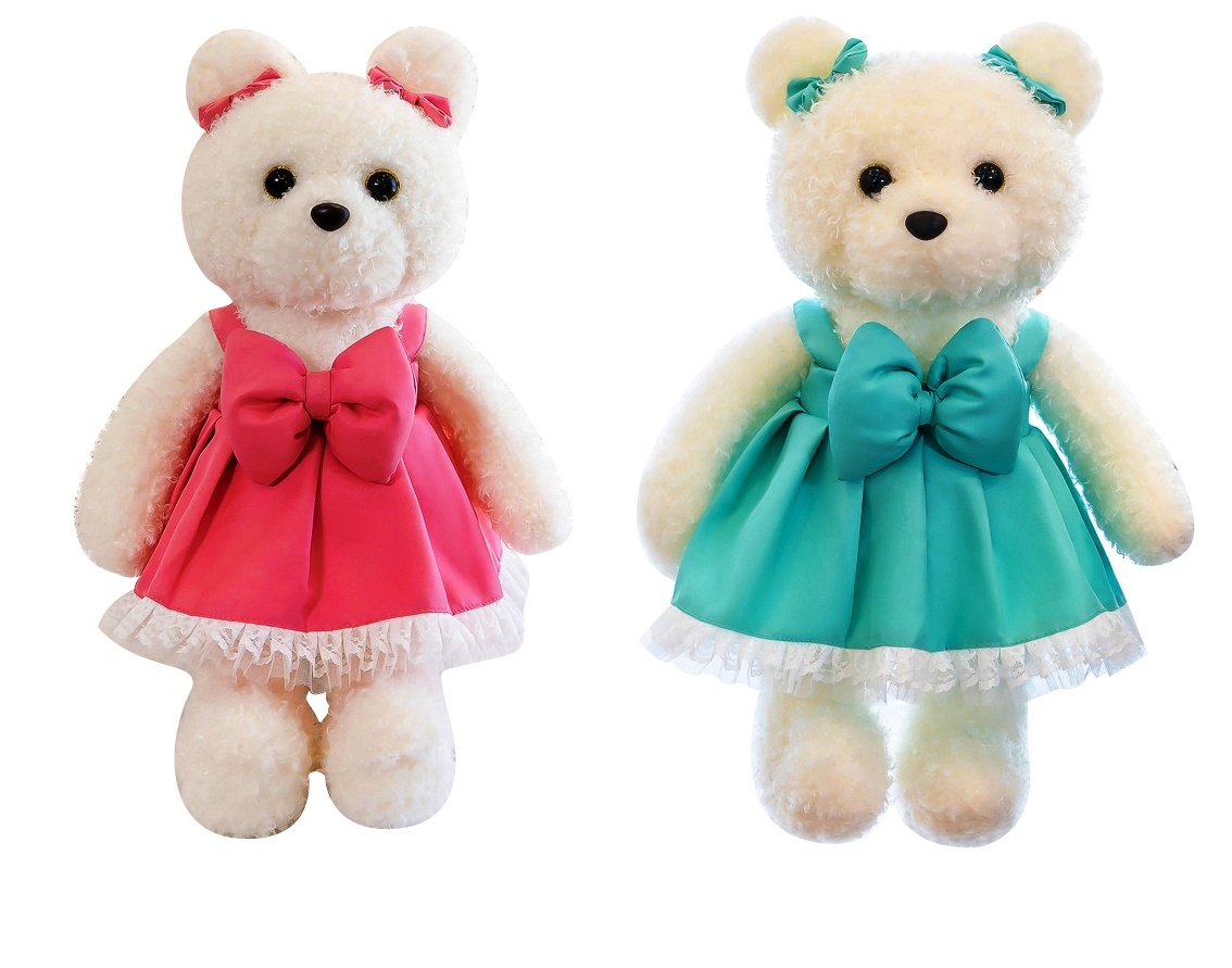 Плюшено Мече с рокля, 30см, два цвята