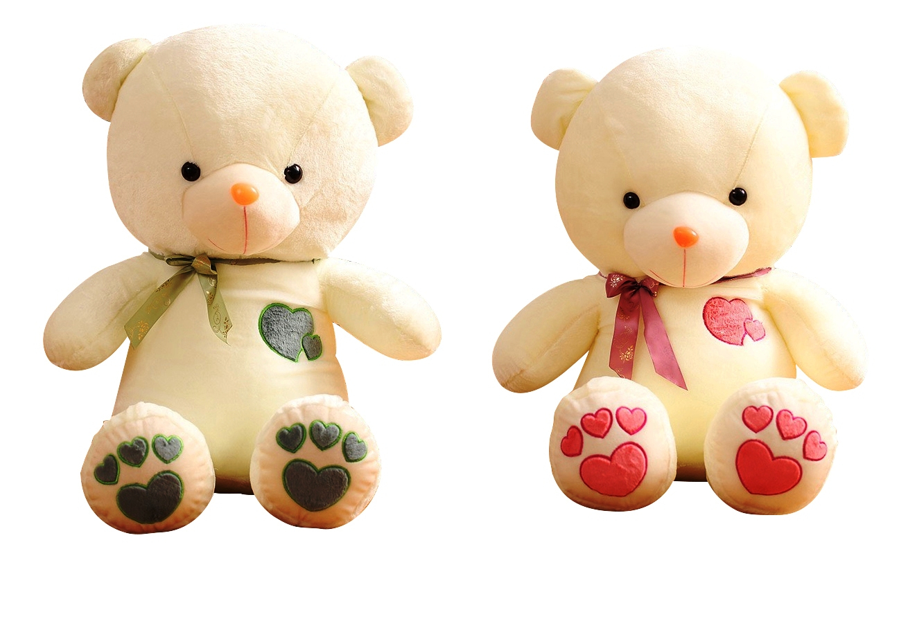 Плюшено Мече с бродирани сърца, 32см, два цвята