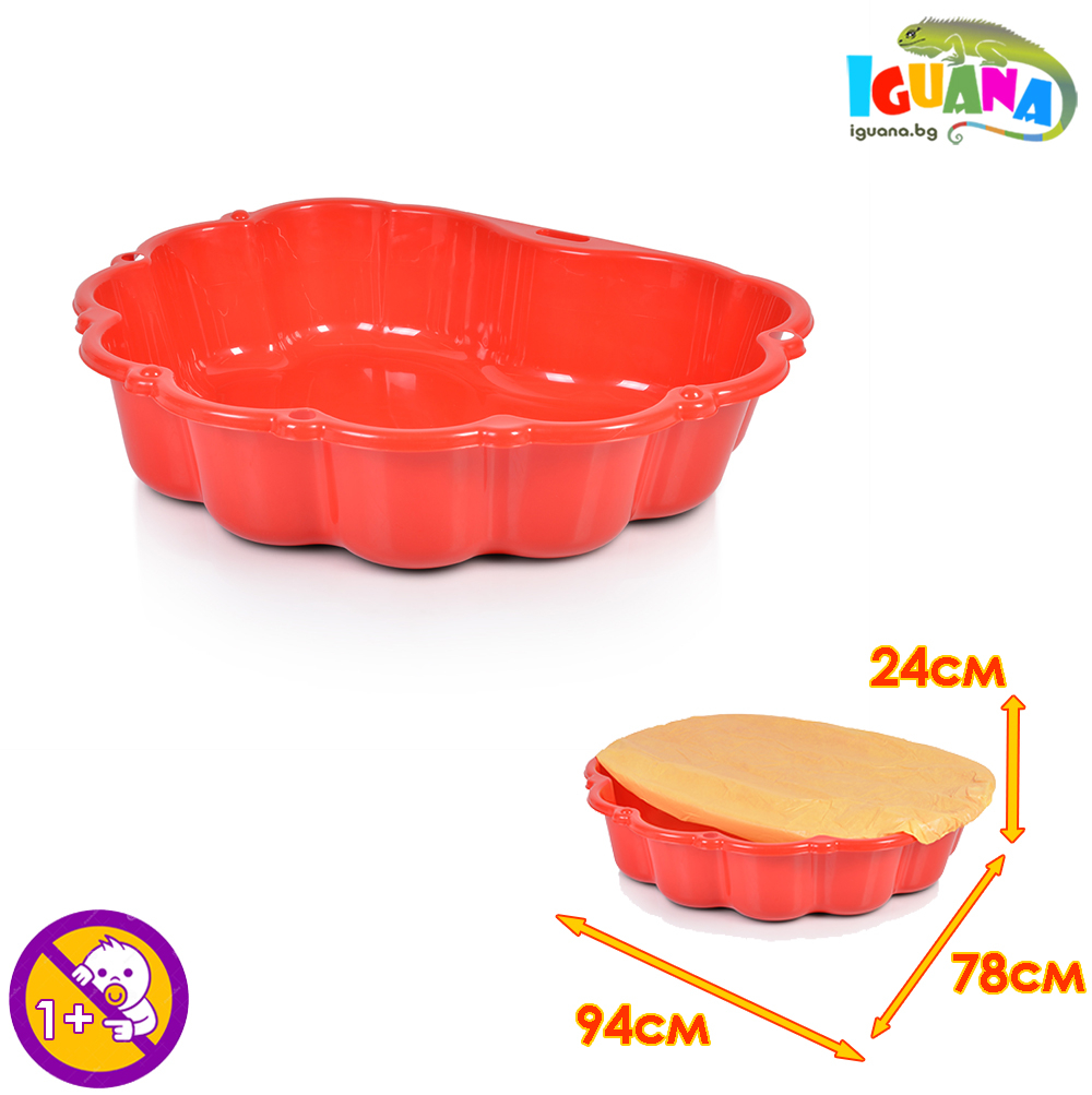 Детски пясъчник с покривало, Червен, 94 x 78 x 24 см | Iguana.bg