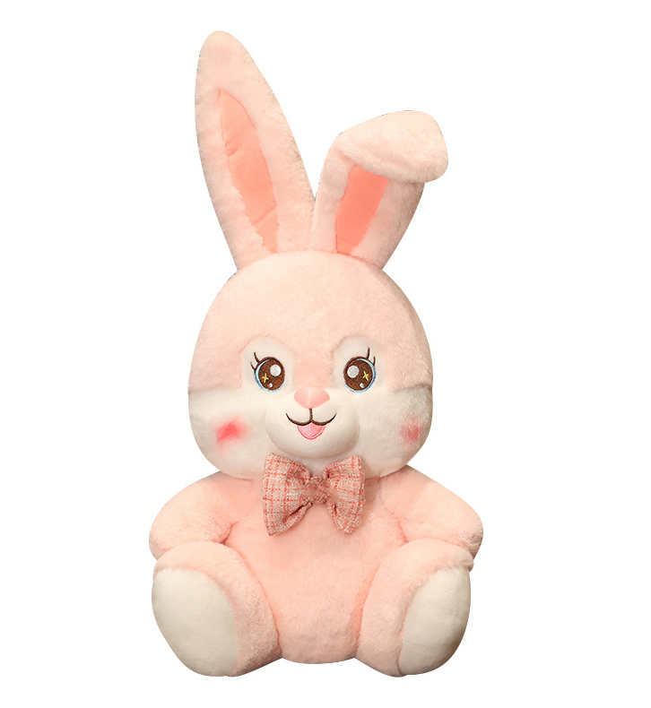 Плюшено Розово Зайче с папийонка 63см | Iguana.bg