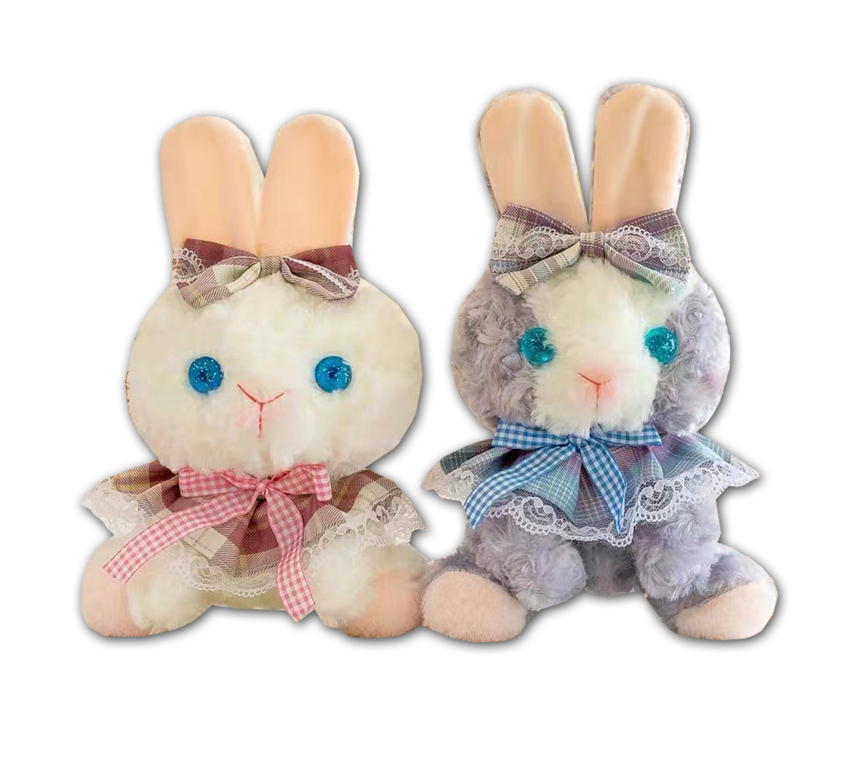 Плюшен Заек с пелерина и панделка 24см, Два цвята | Iguana.bg