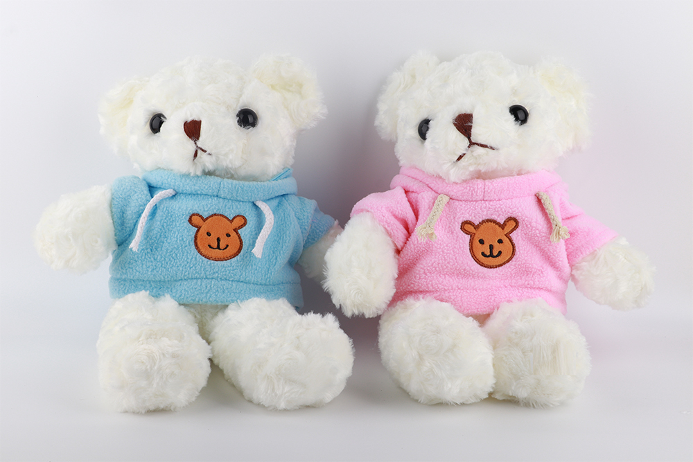 Плюшено рошаво мече с блузка, 38см, 2 цвята | Iguana.bg