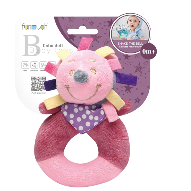 Плюшена бебешка дрънкалка розов таралеж 15см