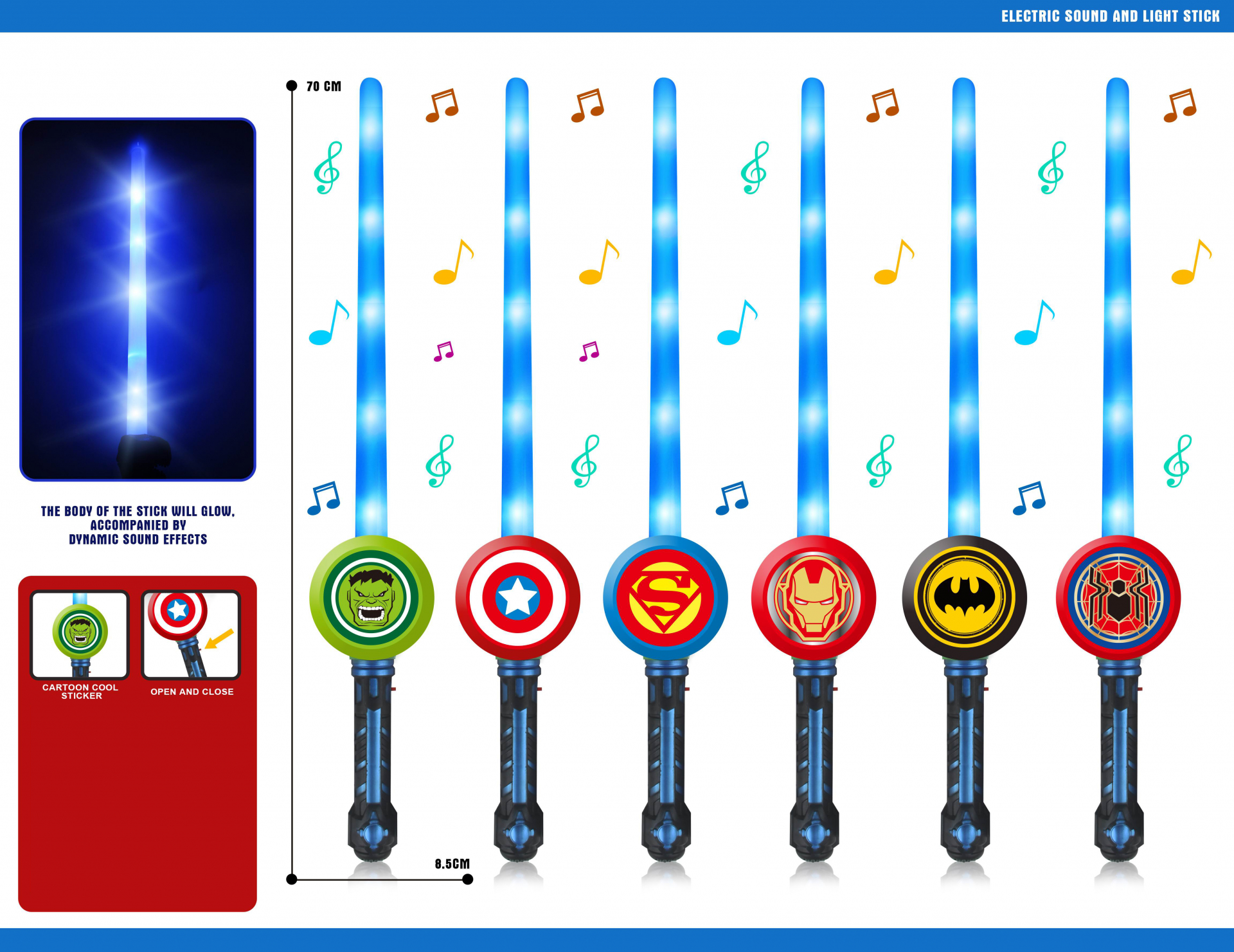 Голям меч на Супергерой, светлинни и звукови ефекти, 70см