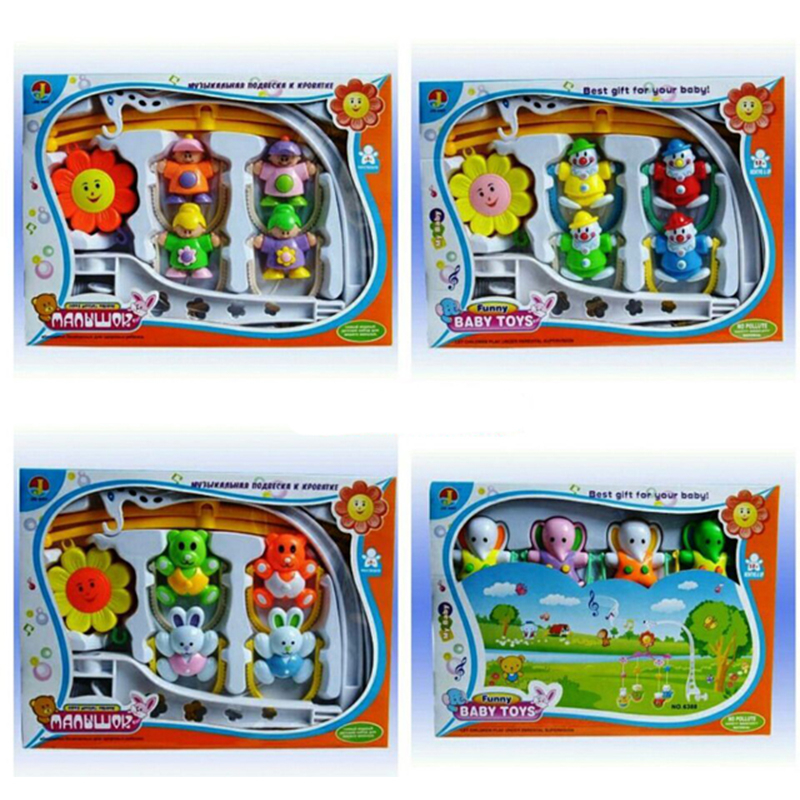 Музикална въртележка-дрънкалка за кошара, латерна във формата на усмихнато цвете, 4 вида