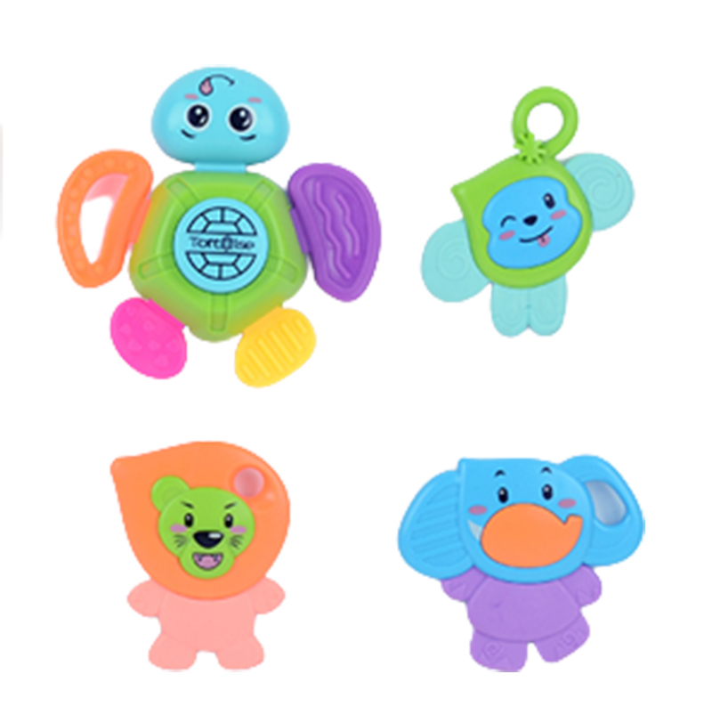 Бебешки Комплект от 4 дрънкалки с гризалки Животни