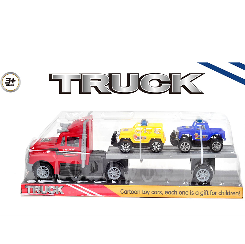 Детски едноетажен автовоз с 2 полицейски джипа, 37см, инерционен механизъм