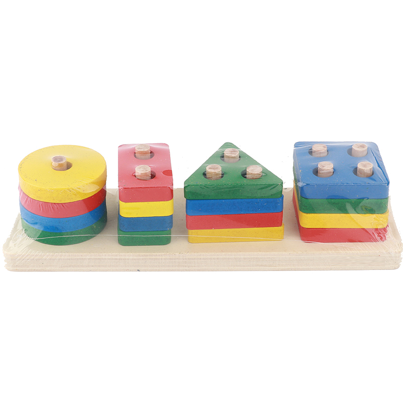 Детски, дървен сортер с геометрични фигури и дъска с щифтове