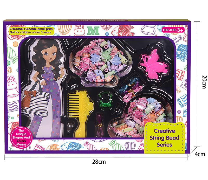 Детски комплект мъниста в различни цветове, форми и размери