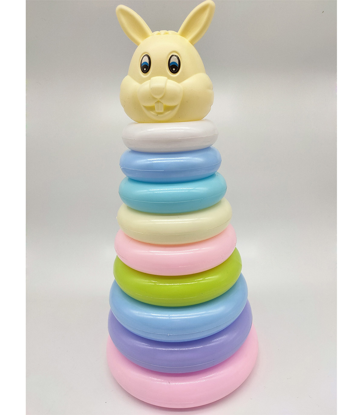 Цветна бебешка пирамида Зайче,9 ринга различни размери
