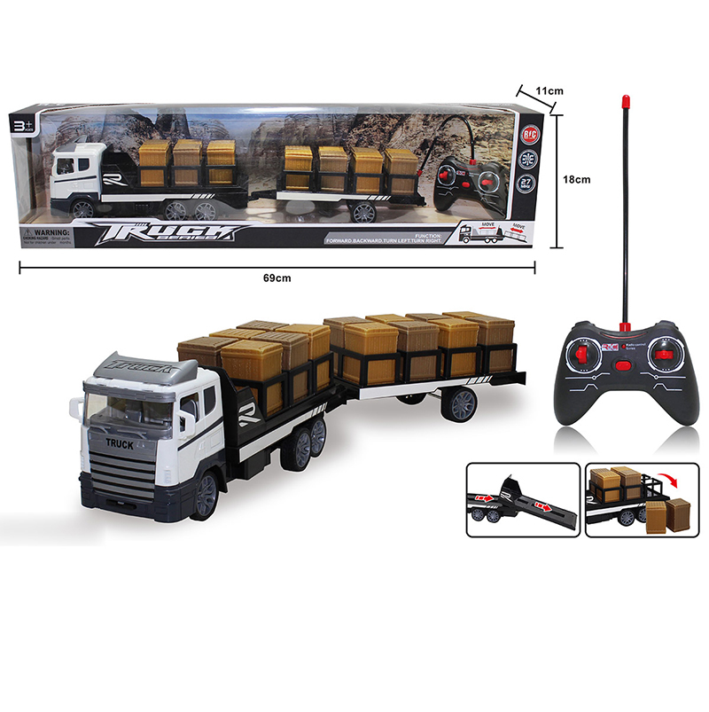Детски голям камион с ремарке, 14 контейнера, радиоконтрол, движение в 4 посоки, 70см