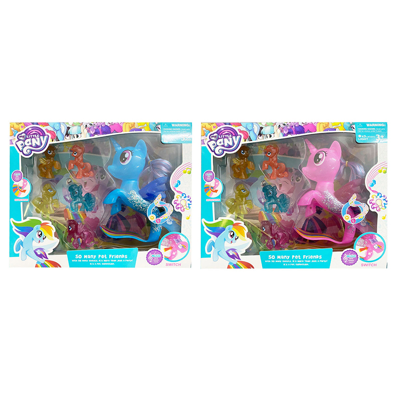 Детски Еднорог с 6 понита, звук и светлини, въртяща опашка, 2 цвята