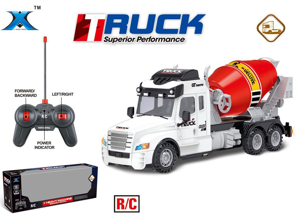 Голям строителен камион бетоновоз с Радиоконтрол и Светлини, движение в 4 посоки