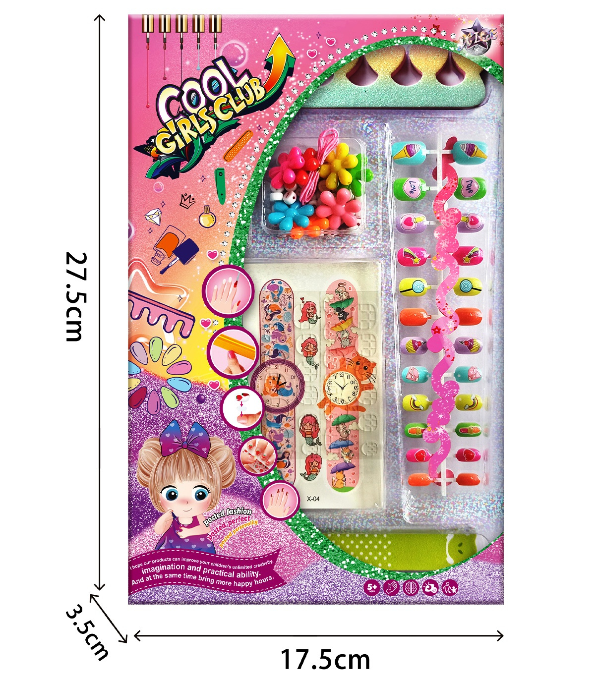 Комплект с изкуствени нокти, мъниста и татуировки